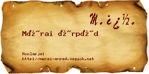 Mérai Árpád névjegykártya